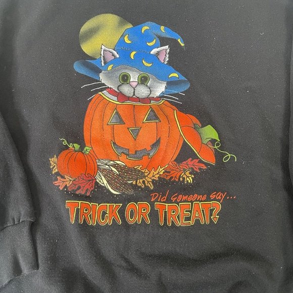 Vintage Halloween Cat Pumpkin Sweater - Picture 2 of 4